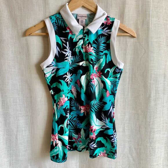 NWT Tommy Bahama Sleeveless Polo Tank Top Size XS Preppy Tropical Golf Top - Picture 13 of 15